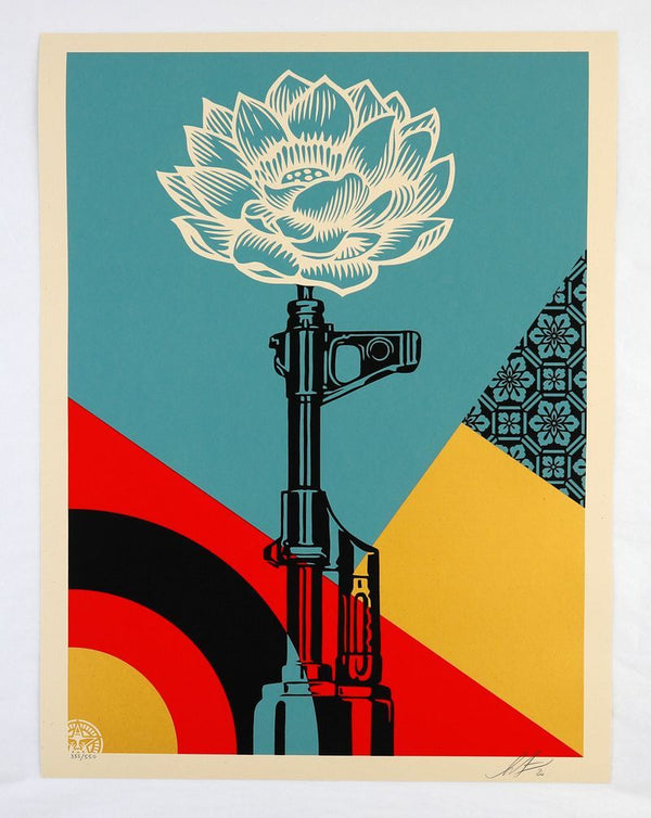 AK-47 Lotus by Shepard Fairey — fine art print available at Rowang Gallery
