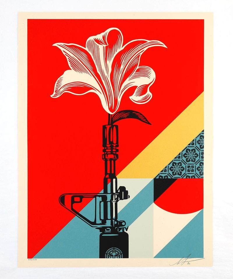 AR-15 Lily by Shepard Fairey — fine art print available at Rowang Gallery