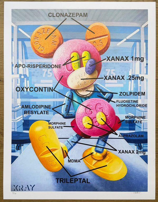 Mickey Mouse - Xanax Pill by XRAY — fine art print available at Rowang Gallery