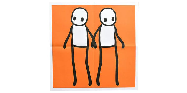 Holding Hands Orange by Stik — fine art print available at Rowang Gallery