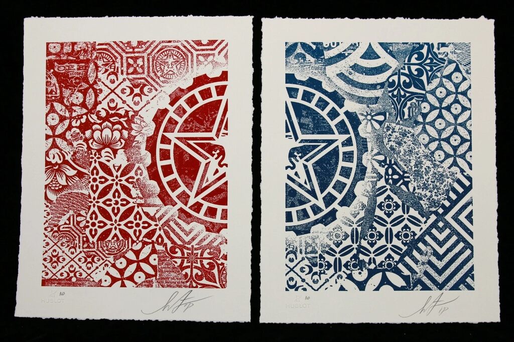 Hublot Diptych Letterpress by Shepard Fairey — fine art print available at Rowang Gallery