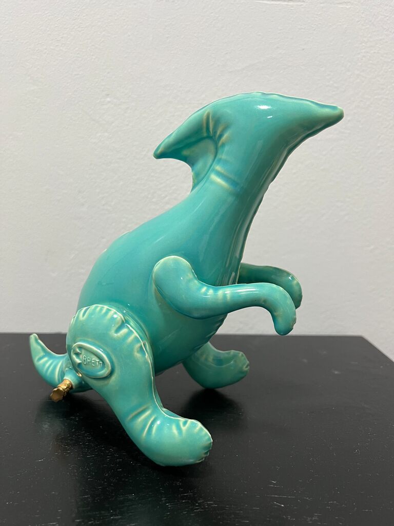 Inflatable Teal Parasaurolophus Dinosaur by Brett Kern — sculpture available at Rowang Gallery