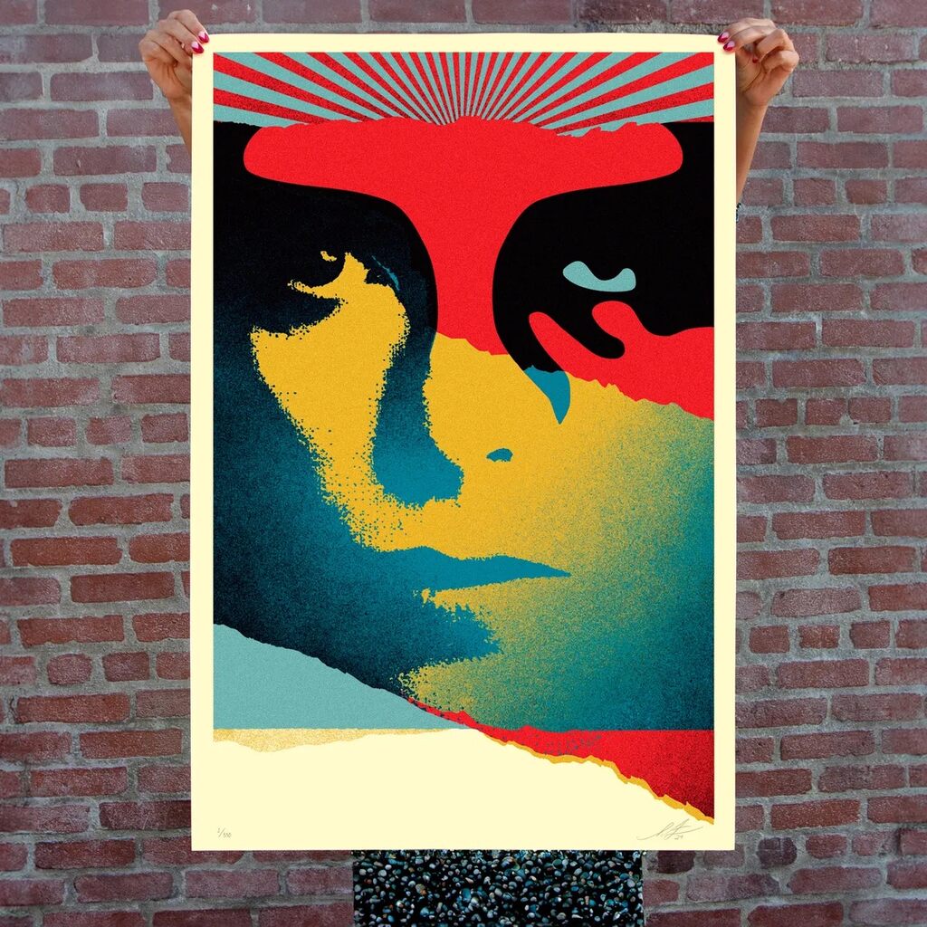 A Cracked Icon - David Bowie by Shepard Fairey — fine art print available at Rowang Gallery