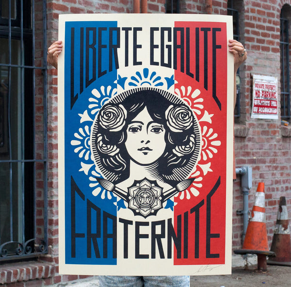 LIBERTÉ EGALITÉ FRATERNITÉ by Shepard Fairey — fine art print available at Rowang Gallery