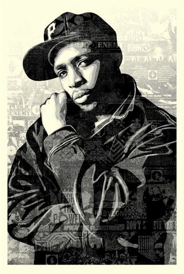 CHUCK D BLACK STEEL LARGE SCREEN PRINT by Shepard Fairey — fine art print available at Rowang Gallery