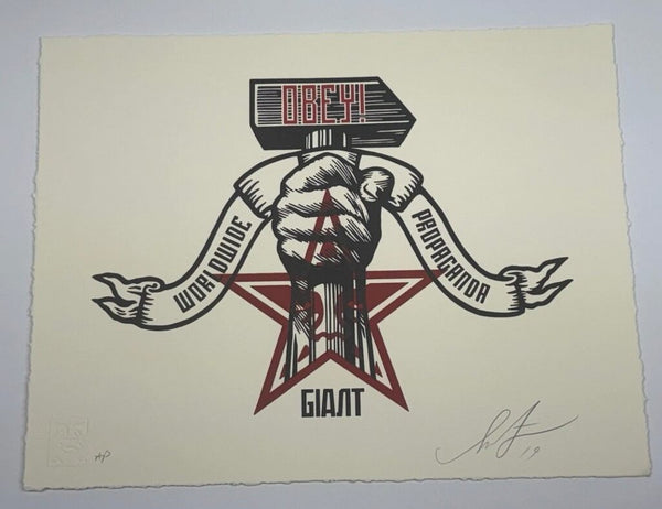 Hammer & Fist AP Letterpress by Shepard Fairey — fine art print available at Rowang Gallery