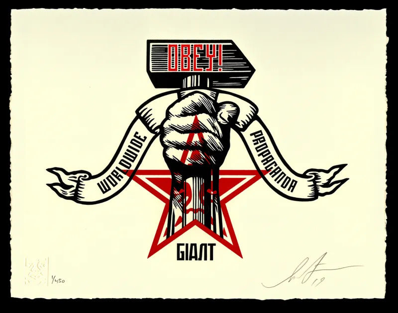 Hammer and Fist by Shepard Fairey — fine art print available at Rowang Gallery
