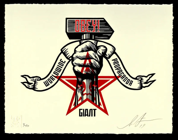 Hammer and Fist by Shepard Fairey — fine art print available at Rowang Gallery