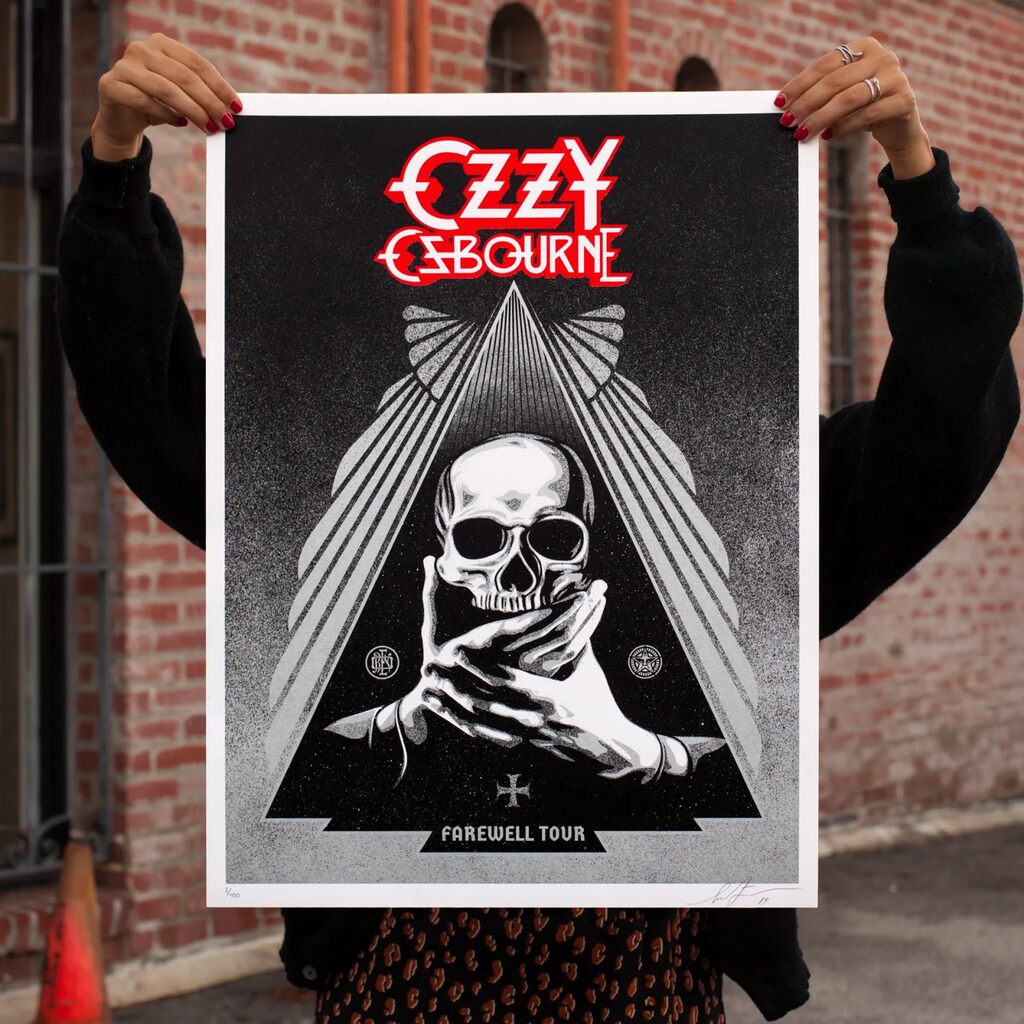 Ozzy Osbourne Farewell Tour - Silver by Shepard Fairey — fine art print available at Rowang Gallery
