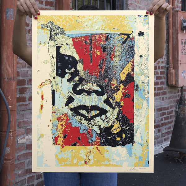 Enhanced Disintegration (Red) by Shepard Fairey — fine art print available at Rowang Gallery