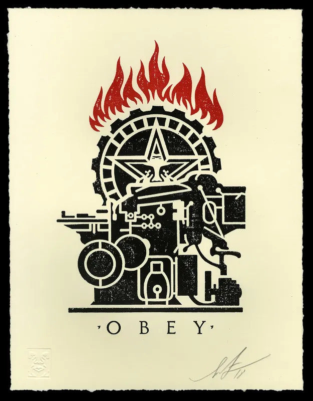 Obey Printing Press by Shepard Fairey — fine art print available at Rowang Gallery