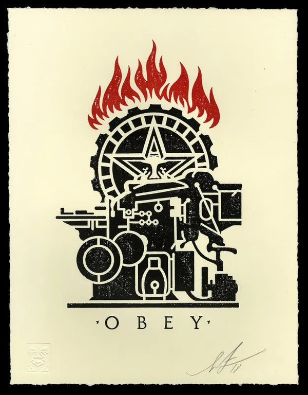 Obey Printing Press by Shepard Fairey — fine art print available at Rowang Gallery