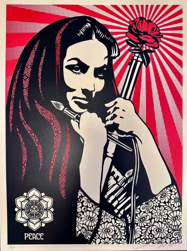 Revolutionary Woman With Brush by Shepard Fairey — fine art print available at Rowang Gallery