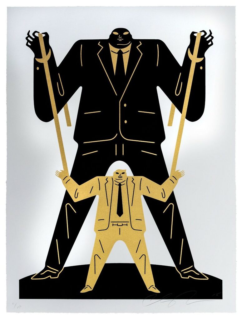 Little Big Man - Putin Trump - Gold by Cleon Peterson — fine art print available at Rowang Gallery