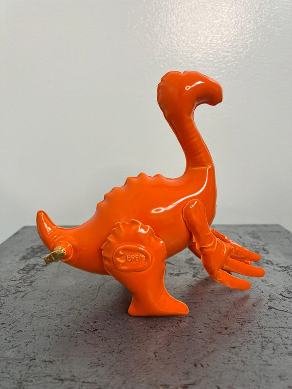 Inflatable Therizinosaur Orange Dinosaur by Brett Kern — sculpture available at Rowang Gallery