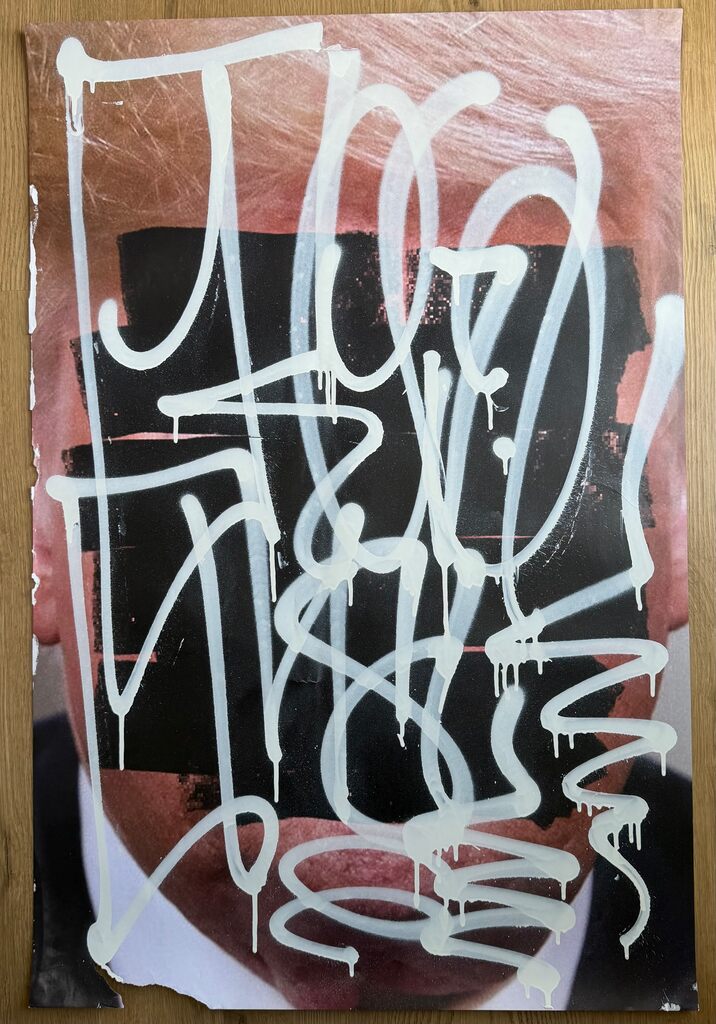Trump Tag by Jason REVOK — work on paper available at Rowang Gallery
