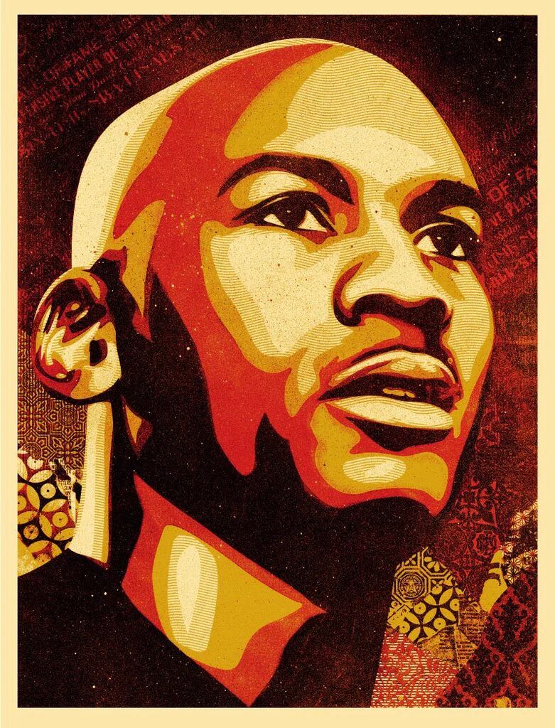 Jordan Hall of Fame by Shepard Fairey — fine art print available at Rowang Gallery