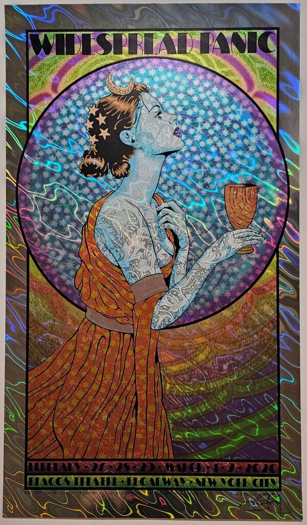 Diana Widespread Panic Lava Foil Beacon Theater Poster by Chuck Sperry — fine art print available at Rowang Gallery
