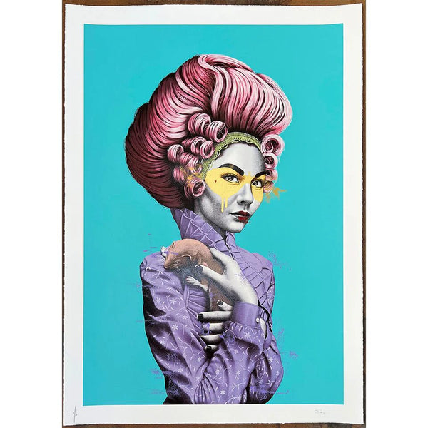 Tulleries - Turquoise Gold Leaf Hand Finished by Fin DAC — fine art print available at Rowang Gallery