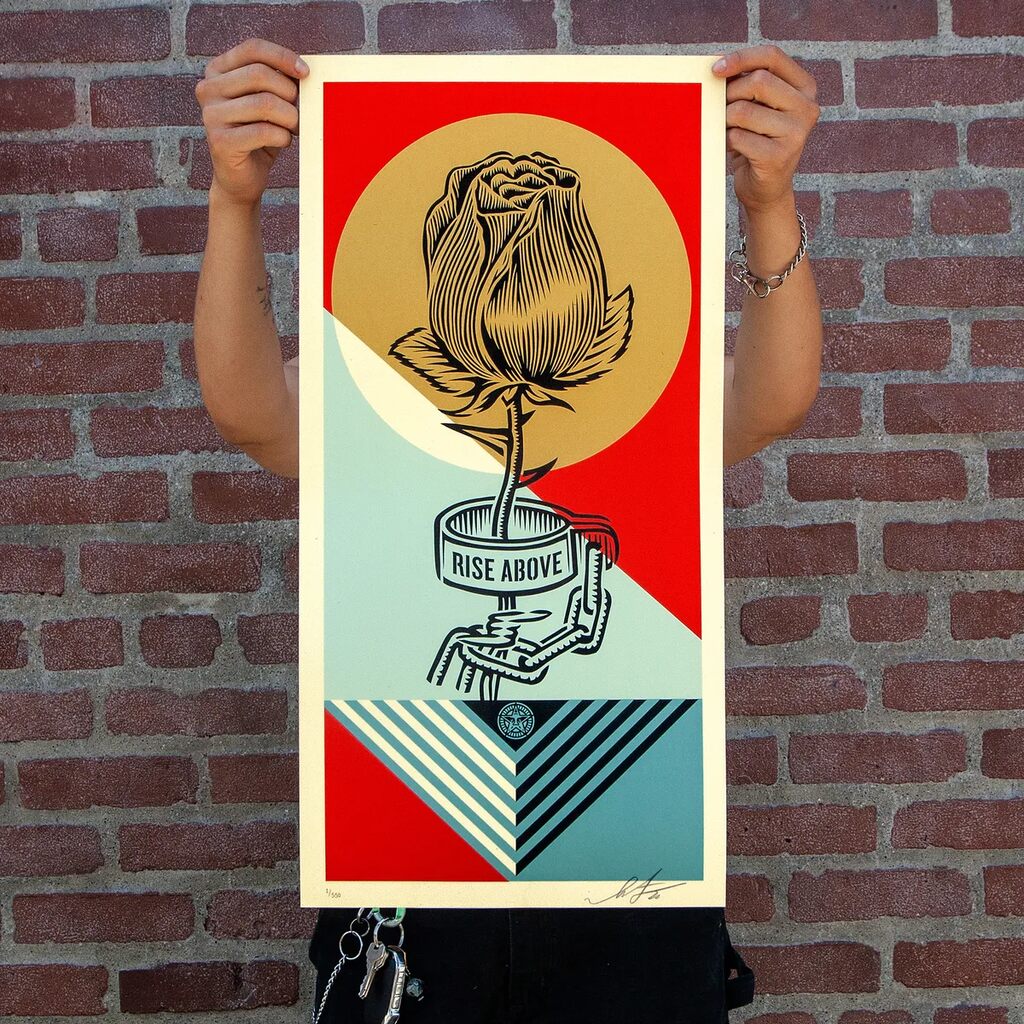 Rise Above Rose Geometric by Shepard Fairey — fine art print available at Rowang Gallery