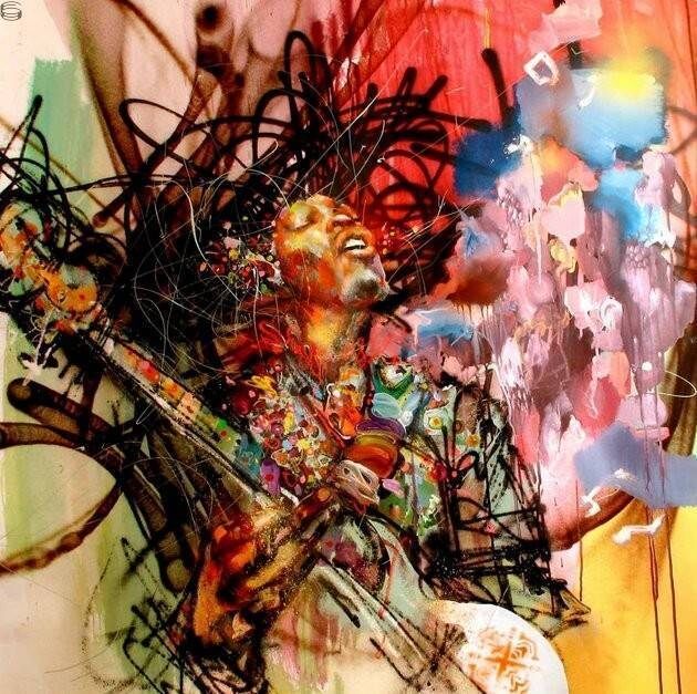 Jimi by David Choe — fine art print available at Rowang Gallery