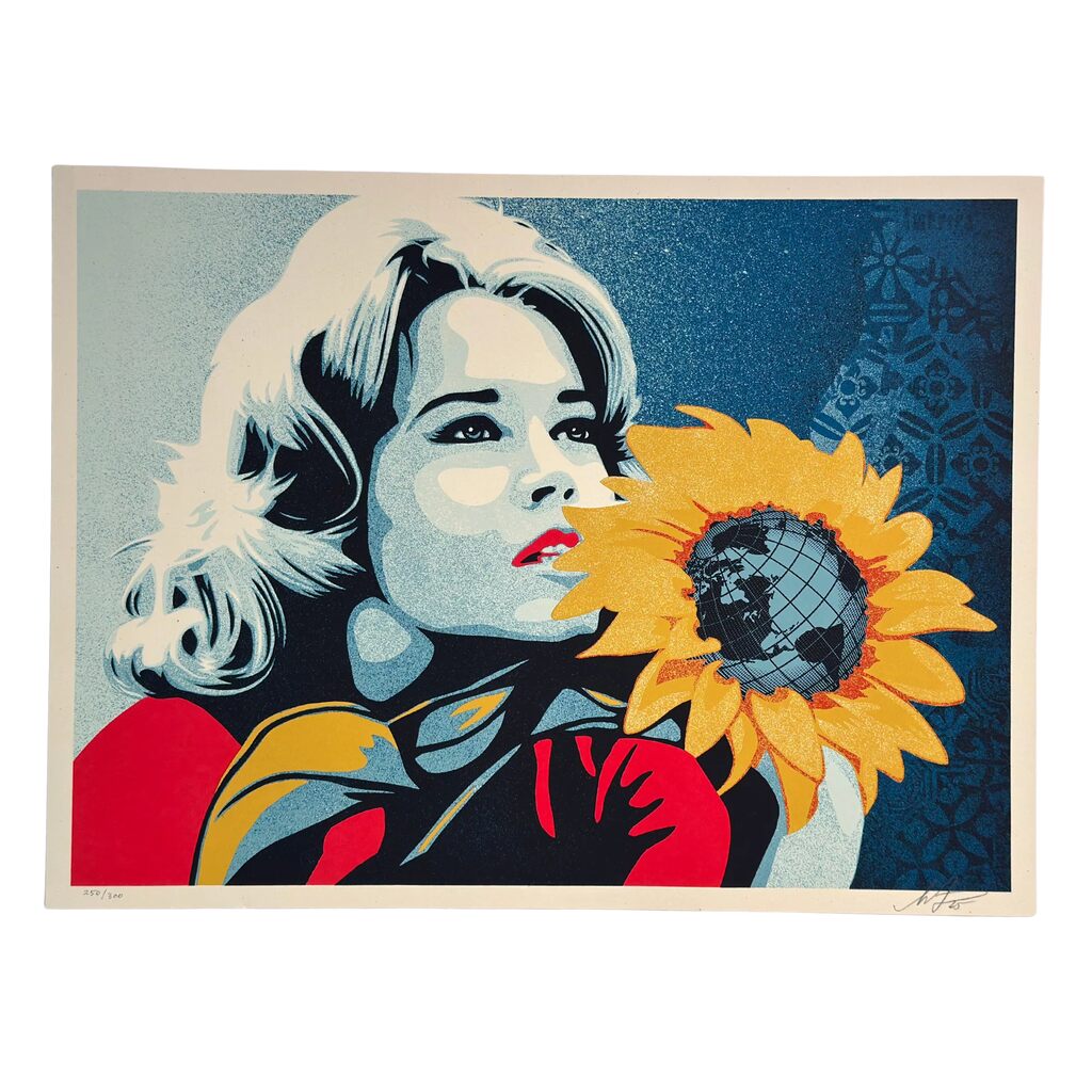 Earth Emissary Jane Fonda by Shepard Fairey — fine art print available at Rowang Gallery