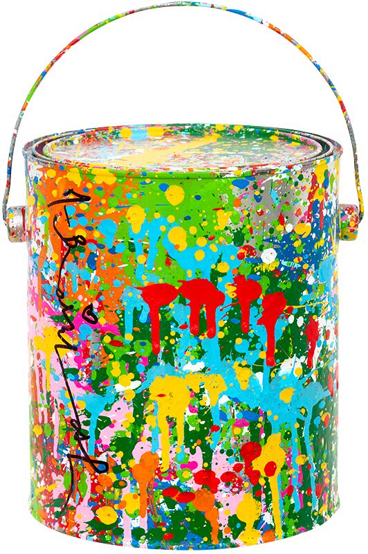 Signed Splash Bucket by Mr. Brainwash — collectible available at Rowang Gallery