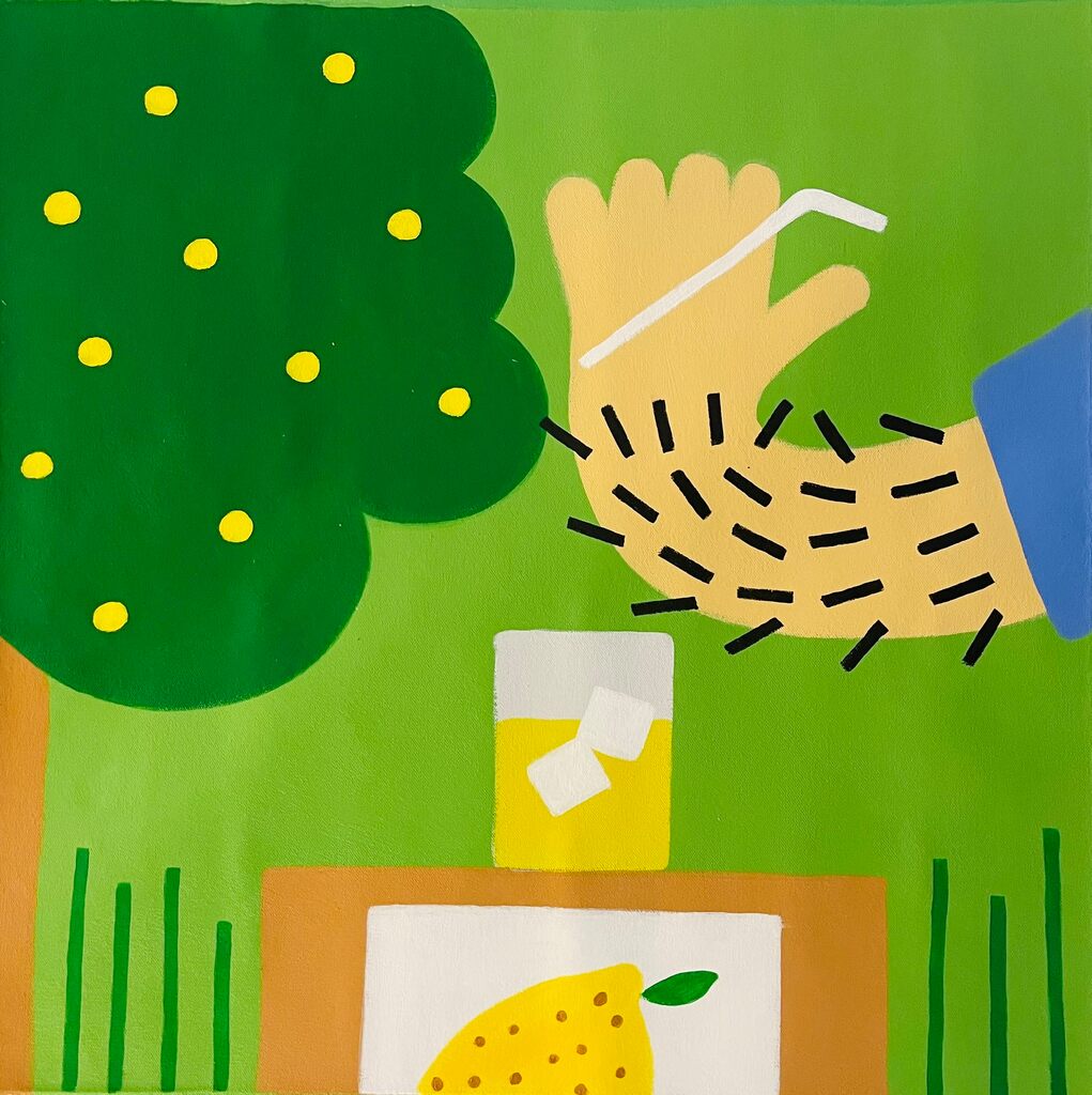 Lemonade Stand by Nadia Fediv — painting available at Rowang Gallery