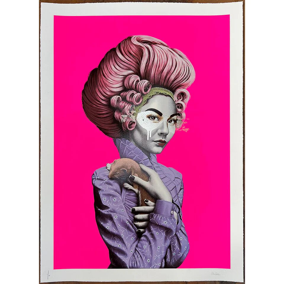 Tulleries - Pink White Gold Leaf Hand Finished by Fin DAC — fine art print available at Rowang Gallery