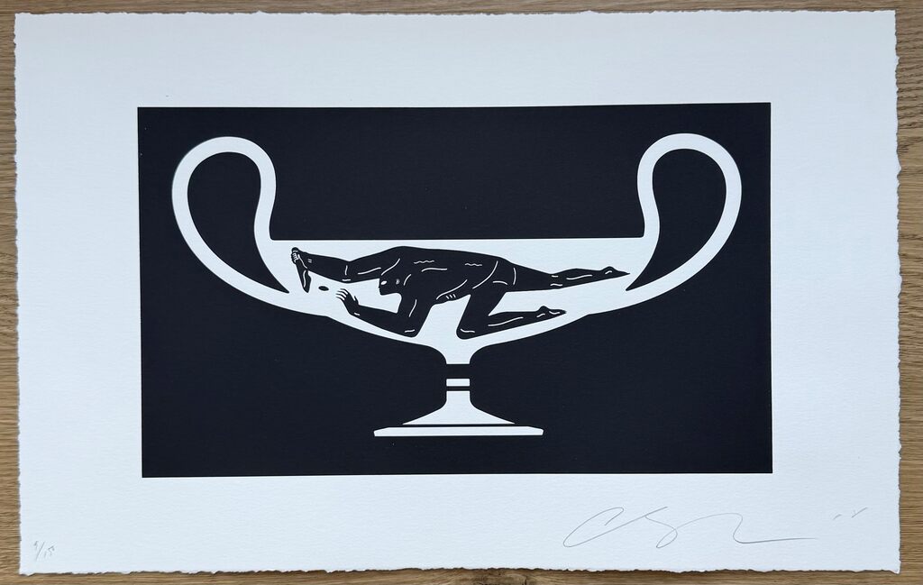 End Of Empire - Kantharos - White by Cleon Peterson — fine art print available at Rowang Gallery