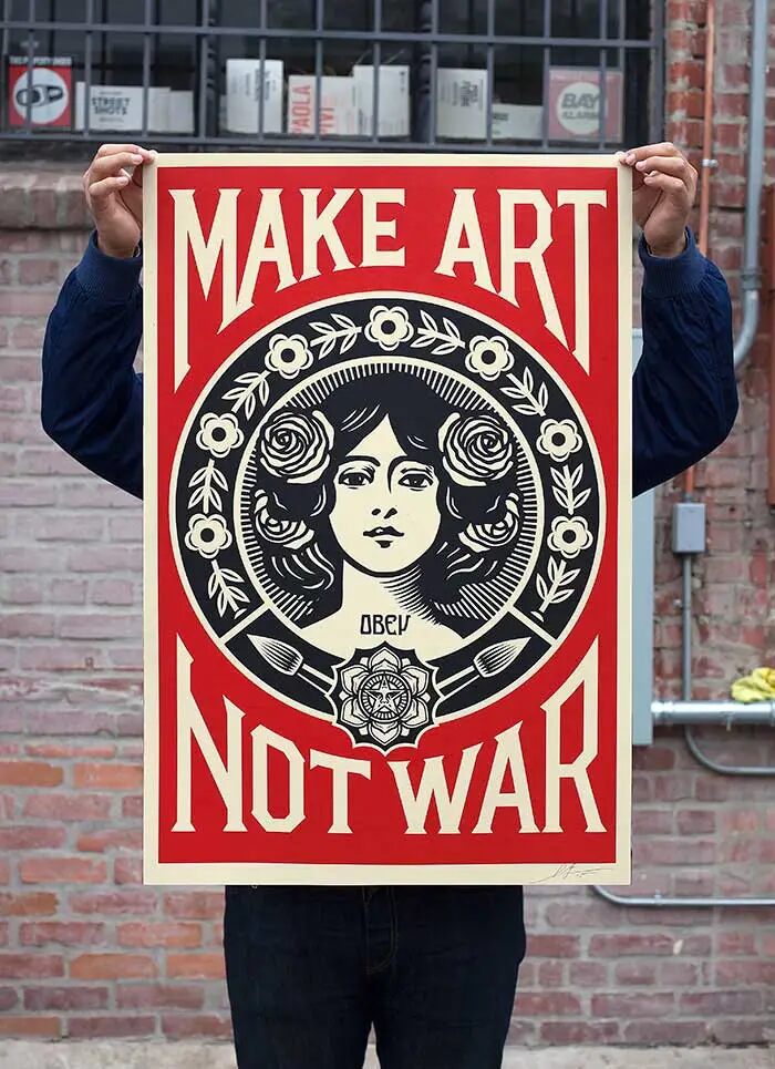 Make Art Not War by Shepard Fairey — fine art print available at Rowang Gallery