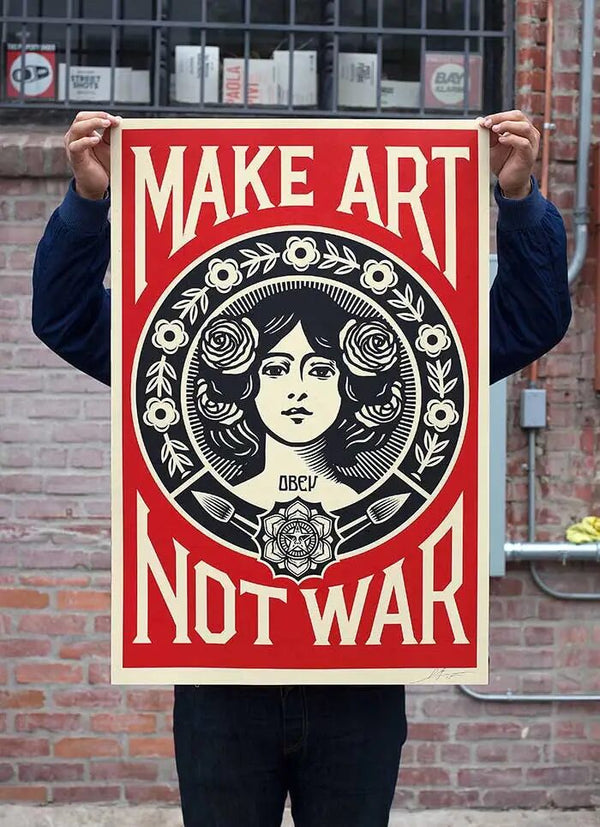 Make Art Not War by Shepard Fairey — fine art print available at Rowang Gallery