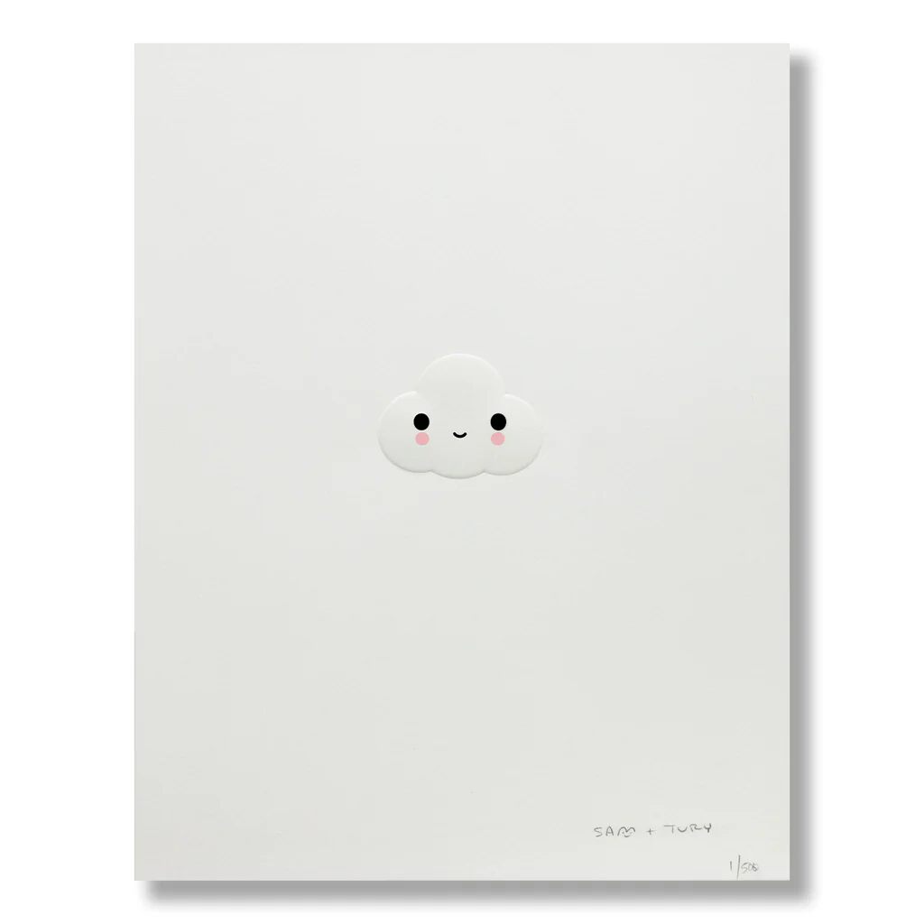 Little Cloud (embossed) by Friends With You — fine art print available at Rowang Gallery