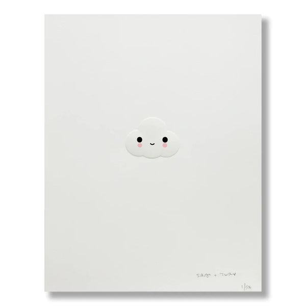 Little Cloud (embossed) by Friends With You — fine art print available at Rowang Gallery