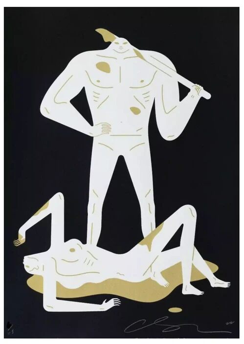 Naked Man And Woman - Black by Cleon Peterson — fine art print available at Rowang Gallery