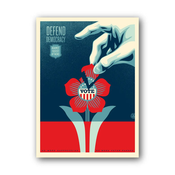 Defend Democracy XL by Shepard Fairey — fine art print available at Rowang Gallery