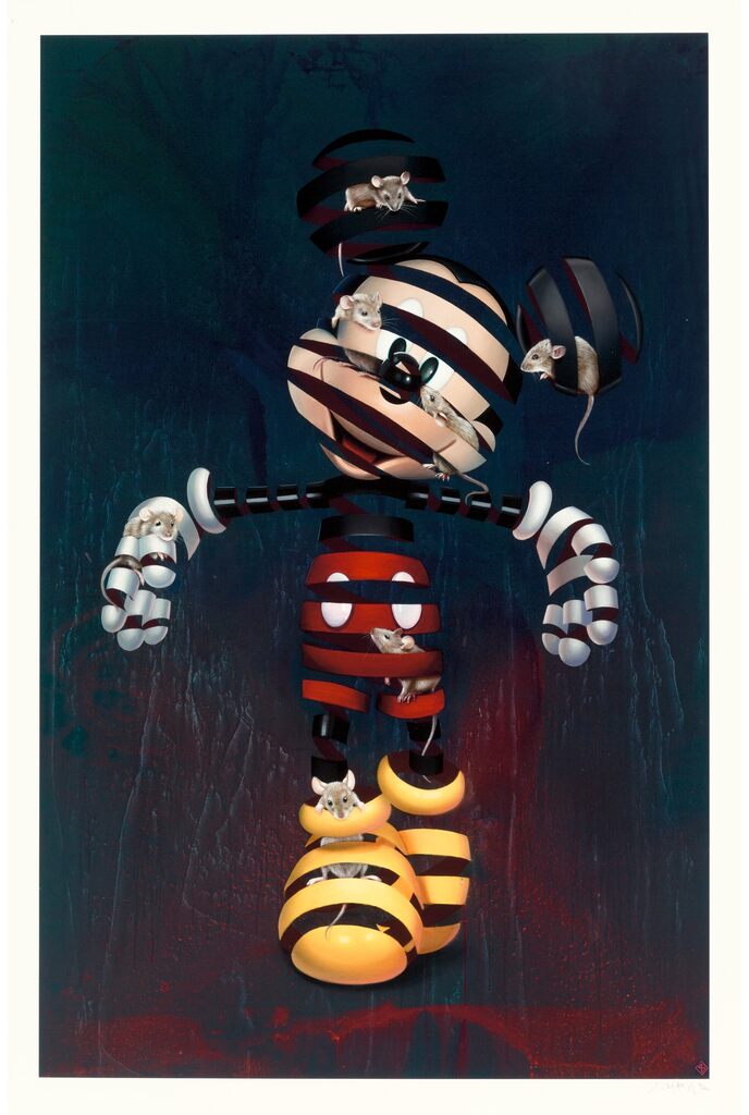 Encaged Mickey by Super A — fine art print available at Rowang Gallery