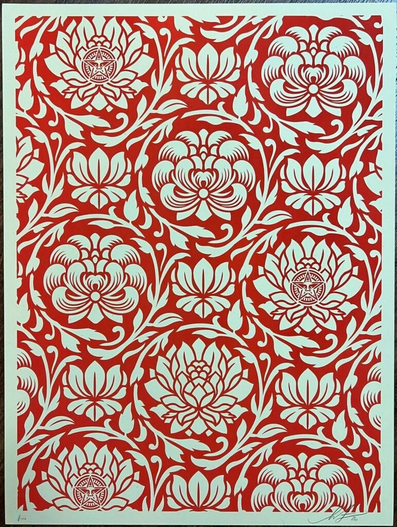 Floral Harmony - Red by Shepard Fairey — fine art print available at Rowang Gallery