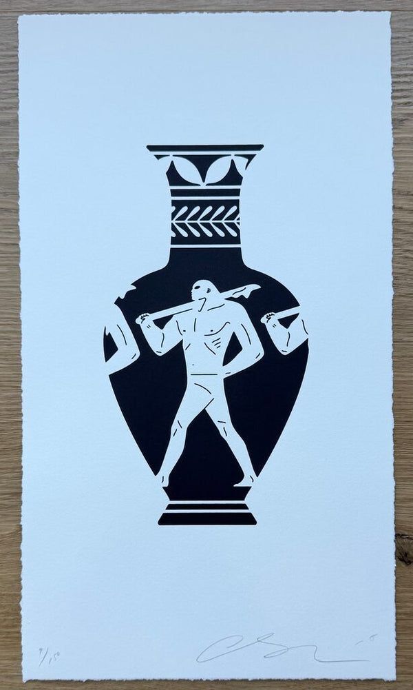End Of Empire - Lekythos - White by Cleon Peterson — fine art print available at Rowang Gallery