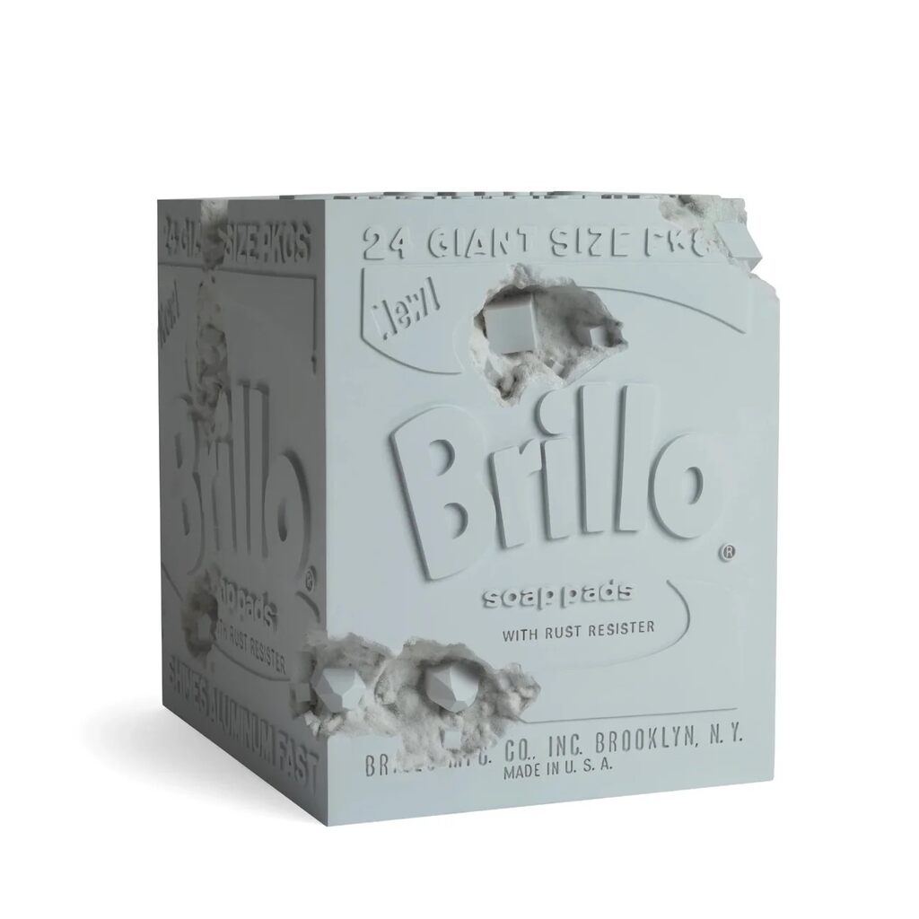 Eroded Brillo Box - Blue by Daniel Arsham — sculpture available at Rowang Gallery