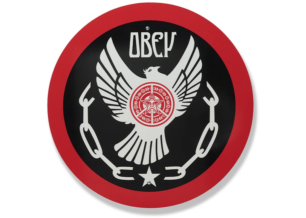 Peace & Freedom Dove ( metal street sign ) by Shepard Fairey — mixed media available at Rowang Gallery