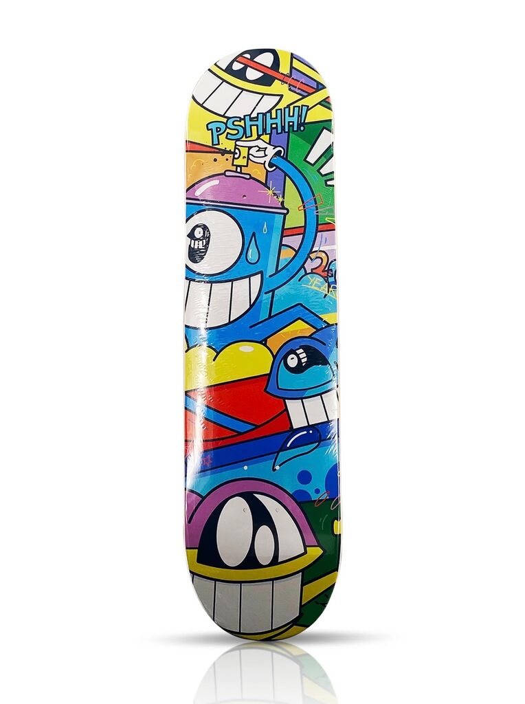 20 Years Of Smiling With Friends / Skateboard Deck #3 by El Pez — collectible available at Rowang Gallery