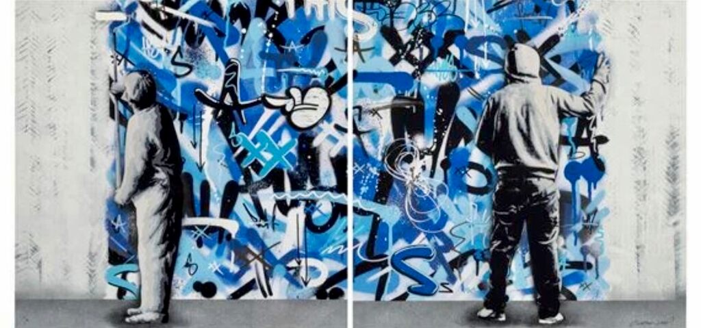 The Cycle / Blue Variant Hand Finished Diptych (Set of 2 prints) by Martin Whatson — fine art print available at Rowang Gallery