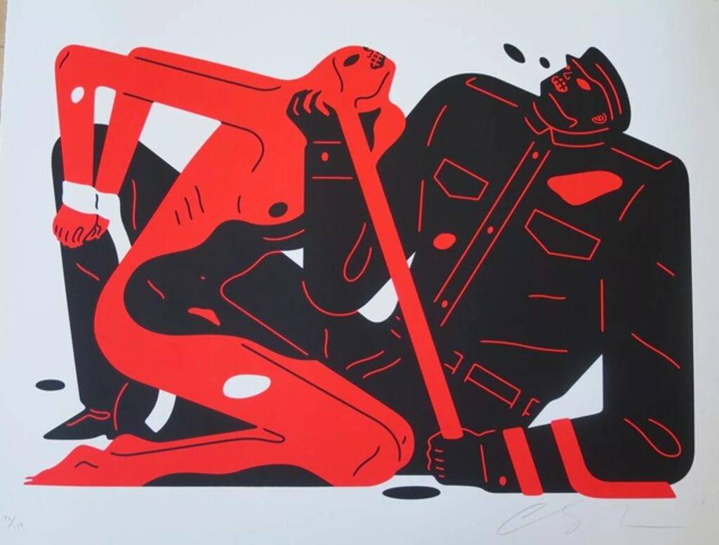 Talk Talk Talk - White by Cleon Peterson — fine art print available at Rowang Gallery