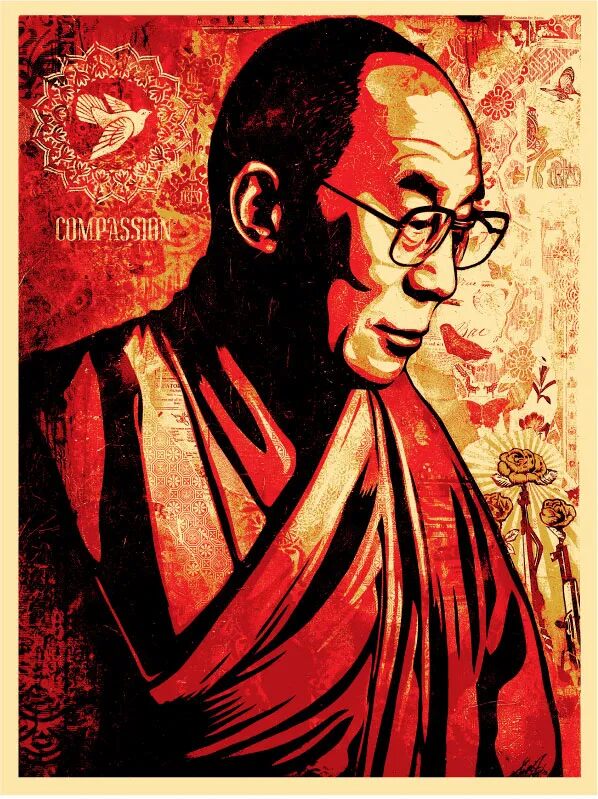 Compassion (His Holiness The Dalai Lama) by Shepard Fairey — fine art print available at Rowang Gallery