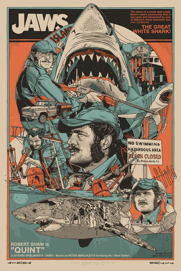 Quint - Jaws by Tyler Stout — fine art print available at Rowang Gallery
