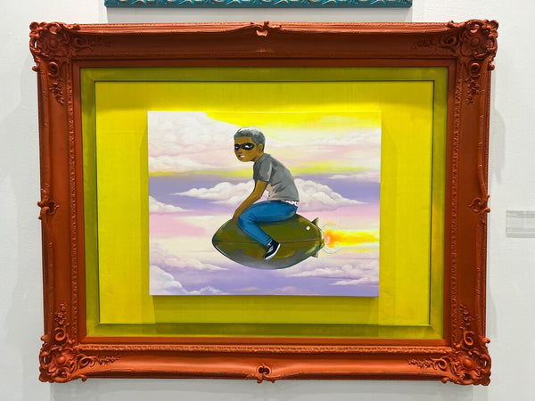 Rocket Boy by Hebru Brantley — painting available at Rowang Gallery