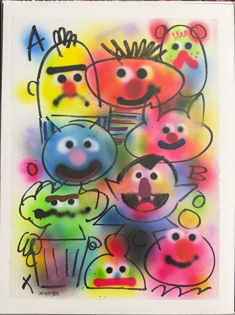 Friendly Monsters by Jon Burgerman — fine art print available at Rowang Gallery