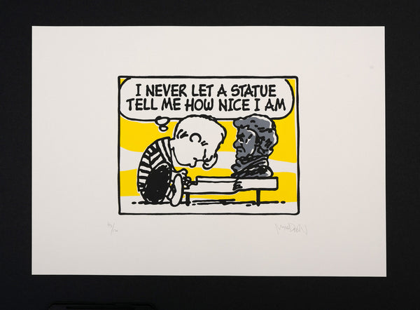 I Never Let A Statue Tell Me How Nice I Am (Silver) by Mark Drew — fine art print available at Rowang Gallery