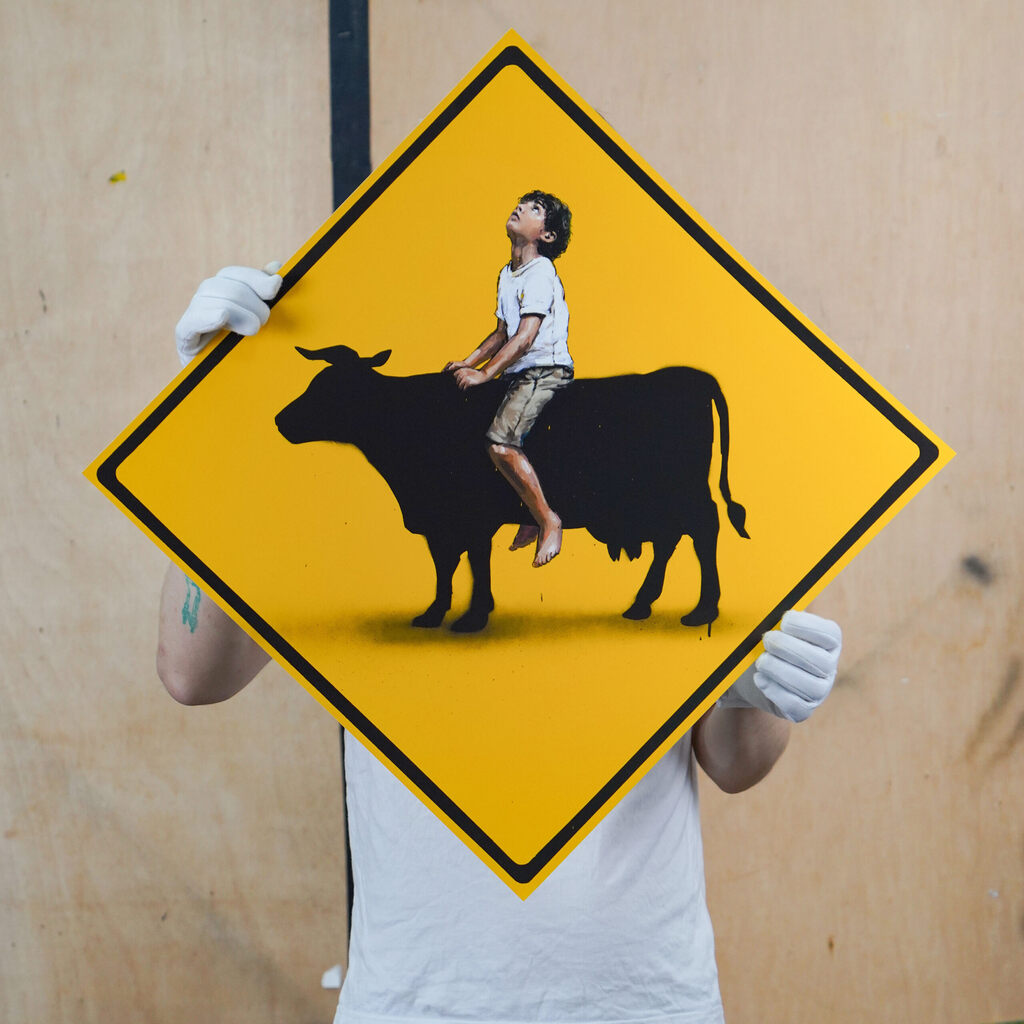 It's A Sign by Ernest Zacharevic — fine art print available at Rowang Gallery